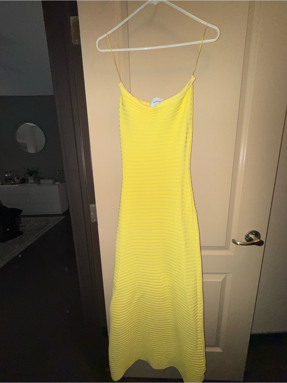 The Wolf Gang Strapless Ribbed Maxi Dress in Soft Yellow - Picture 4 of 7